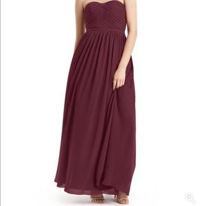 Cabernet, floor length, strapless, corseted gown